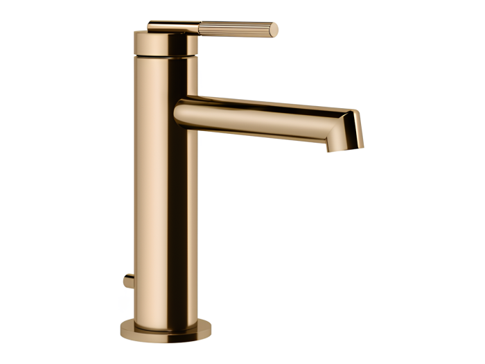 На изображении товар Смеситель для раковины Gessi Ingranaggio, однорычажный, с донным клапаном, цвет Warm Bronze PVD от официального представителя в Москве