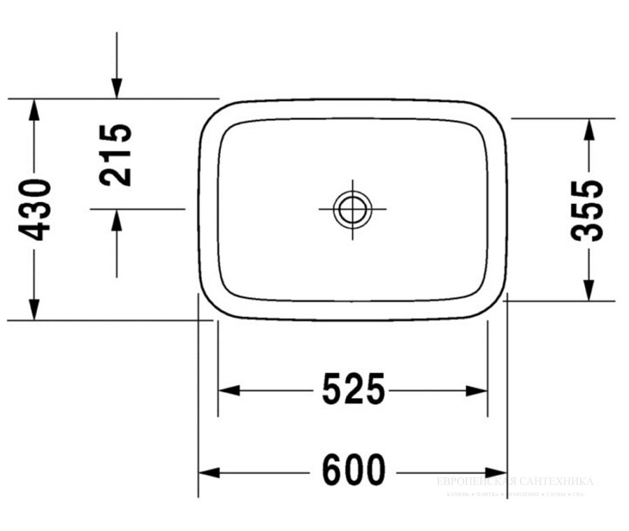 Раковина Duravit DuraStyle встраиваемая сверху, 600х430 мм, без перелива, без плоскости под смеситель, цвет белый с покрытием WonderGliss - изображение 2
