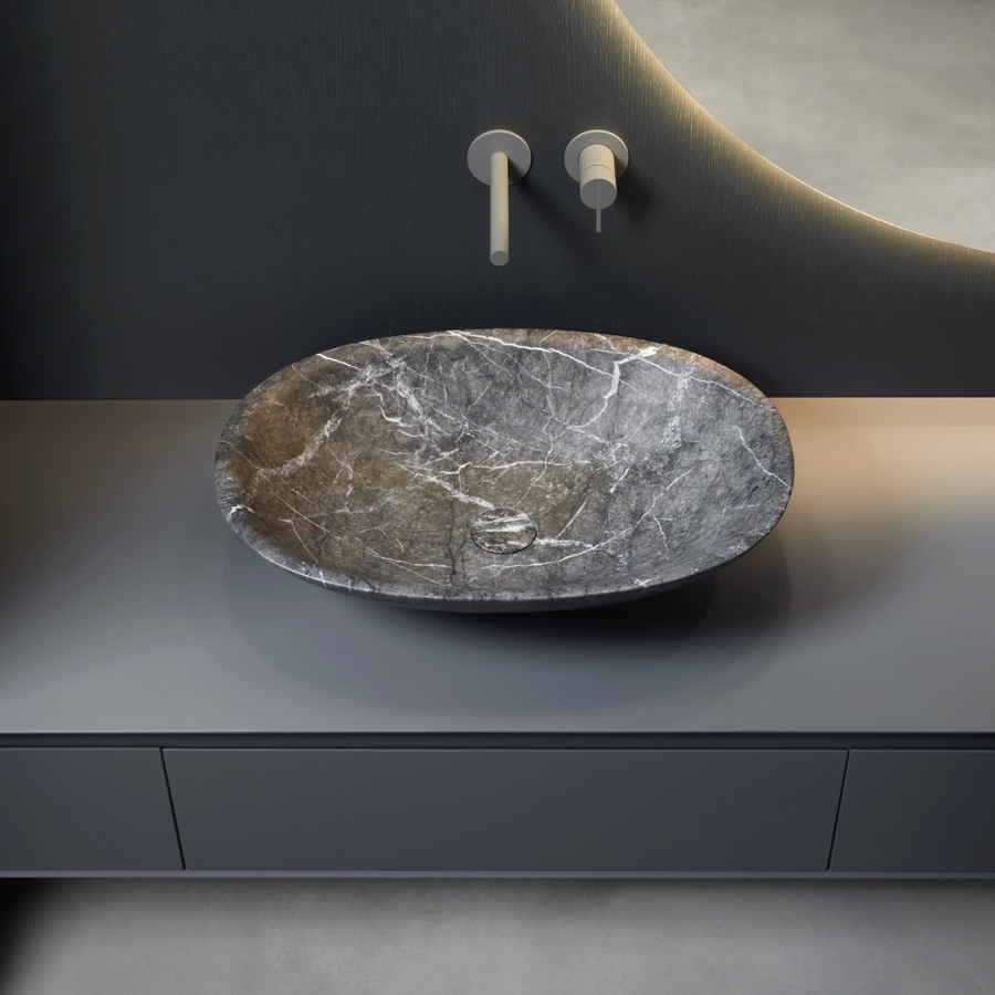 Раковина Antonio Lupi Servo_Stone, для установки на столешницу, 630x450 мм, мрамор Grigio Lavico