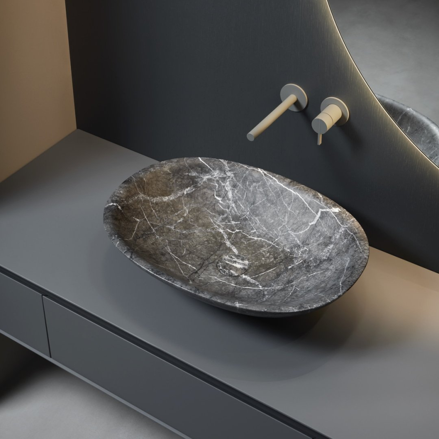 Раковина Antonio Lupi Servo_Stone, для установки на столешницу, 630x450 мм, мрамор Grigio Lavico - изображение 1