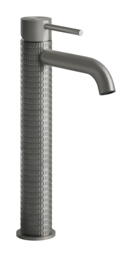 Смеситель для раковины Gessi316 Meccanica, высокий, без донного клапана, соединительные шланги, цвет Steel Brushed