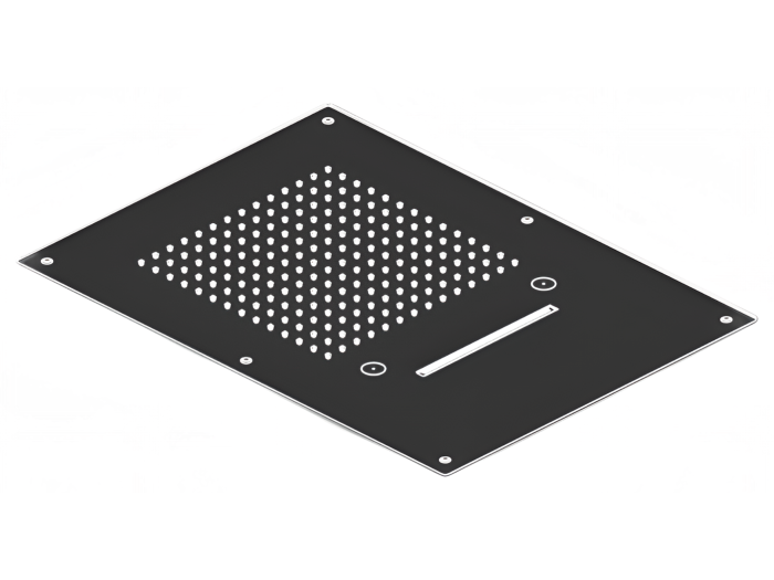 На изображении товар Верхний душ CeaDesign Acqua E Luce, встраиваемый, 400х550 мм, 3 режима, сталь, цвет Black Diamond полированный от официального представителя в Москве