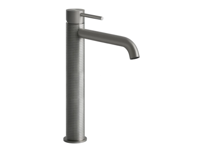 Cмеситель для раковины Gessi316, высокий, c длинным изливом, без донного клапана, цвет Steel Brushed