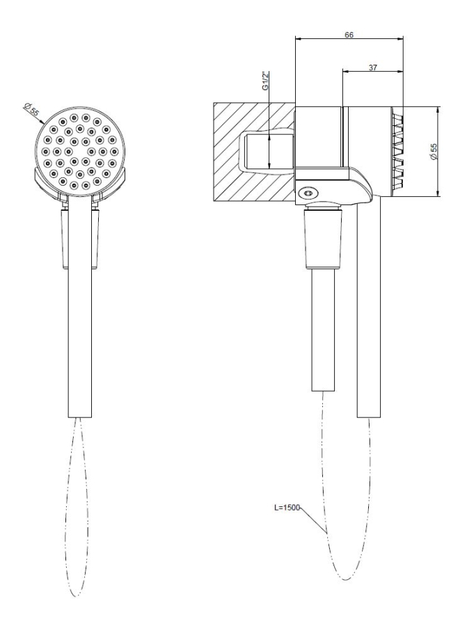 Ручной душ Gessi HI-FI, магнитный, с держателем, лейкой, шлангом 1500 мм, цвет хром - изображение 1