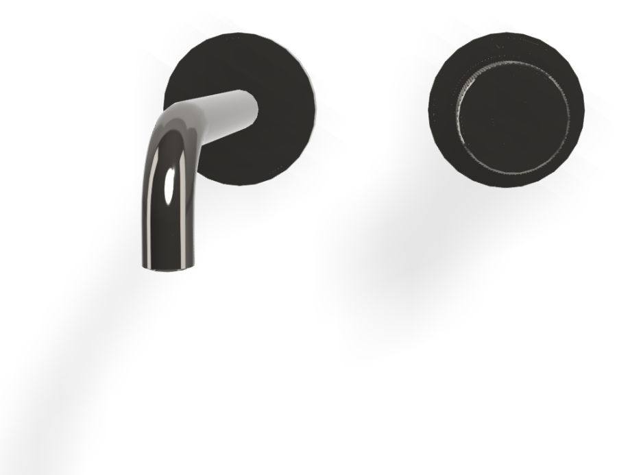 Смеситель для раковины Carlo Frattini Spillo Tech, ручка G Collection, настенный, с донным клапаном Click-Clack, излив 150 мм, внешняя часть, цвет чёрный хром - изображение 1