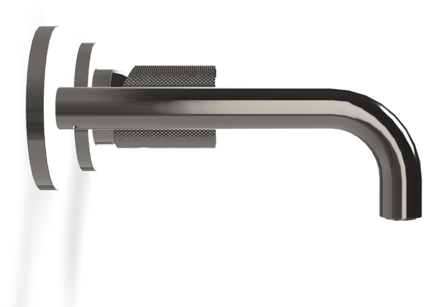 Смеситель для раковины Carlo Frattini Spillo Tech, ручка G Collection, настенный, с донным клапаном Click-Clack, излив 150 мм, внешняя часть, цвет чёрный хром - изображение 2