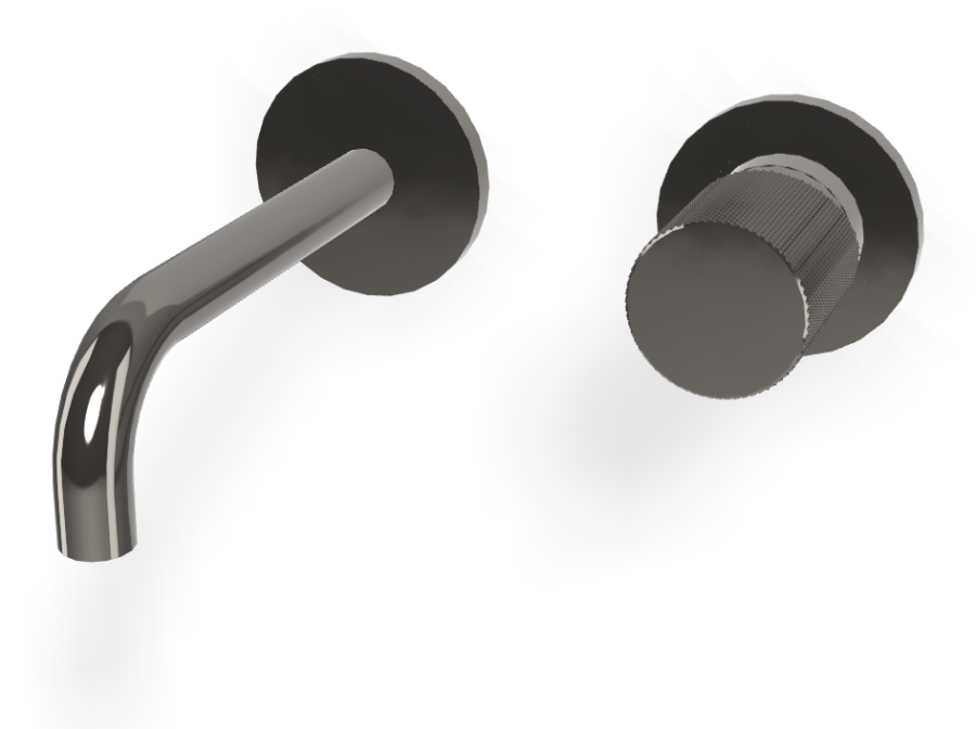 Смеситель для раковины Carlo Frattini Spillo Tech, ручка G Collection, настенный, с донным клапаном Click-Clack, излив 150 мм, внешняя часть, цвет чёрный хром