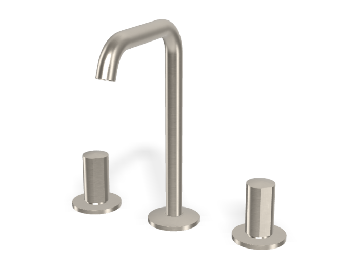 На изображении товар Смеситель для раковины Carlo Frattini SO, без ручек, с донным клапаном Click-Clack, вращающимся изливом Ø18 мм, 2 гибкими шлангами, Н-228 мм, цвет никель брашированный от официального представителя в Москве