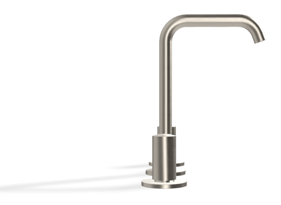 Смеситель для раковины Carlo Frattini SO, без ручек, с донным клапаном Click-Clack, вращающимся изливом Ø18 мм, 2 гибкими шлангами, Н-228 мм, цвет никель брашированный - изображение 2