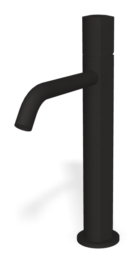 Смеситель для раковины Carlo Frattini SO, с донным клапаном Click-Clack, 2 гибкими шлангами, без ручки, L-205 мм, цвет чёрный матовый