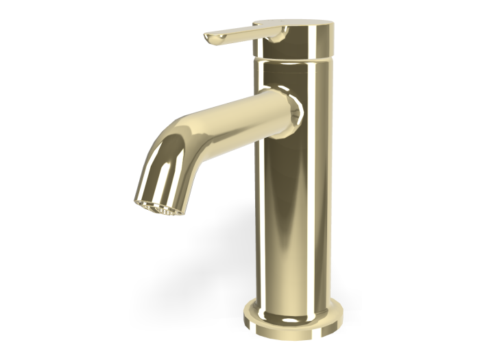 На изображении товар Смеситель для раковины Carlo Frattini Snap, с 2 гибкими шлангами, донным клапаном, глубина 142 мм, цвет шампань от официального представителя в Москве