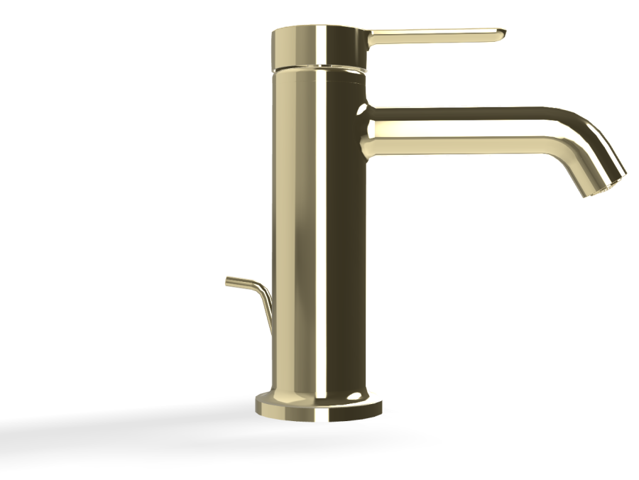 Смеситель для раковины Carlo Frattini Snap, с 2 гибкими шлангами, донным клапаном, глубина 142 мм, цвет шампань - изображение 2