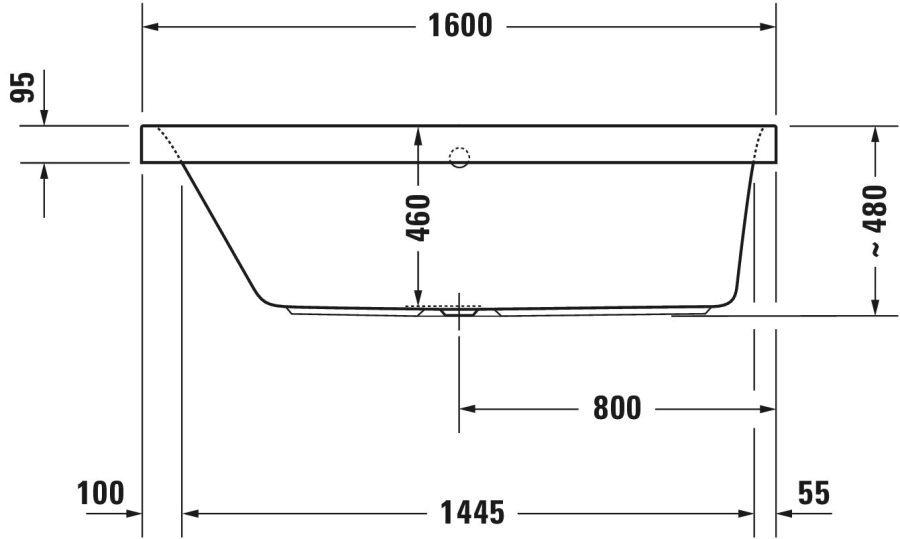 Ванна Duravit Happy D.2, встраиваемая, 1600x700 мм, наклон слева, цвет белый - изображение 3