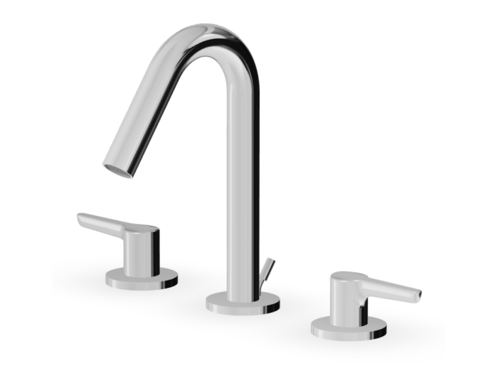 На изображении товар Смеситель для раковины Zucchetti Medameda, на 3 отверстия, низкий излив Н. 200 мм, аэратор, с донным клапаном, цвет хром от официального представителя в Москве