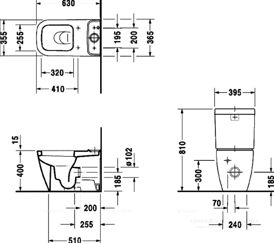 Унитаз напольный Duravit Happy D.2 Kombi 630 мм, цвет белый - изображение 6