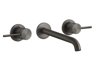 Смеситель для раковины Gessi316, встраиваемый, на 3 отверстия, с изливом, без донного клапана, внешние части, цвет Black Metal Brushed PVD