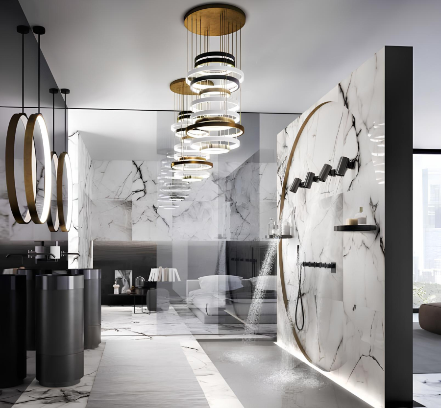 Смеситель для раковины Gessi316, встраиваемый, на 3 отверстия, с изливом, без донного клапана, внешние части, цвет Black Metal Brushed PVD - изображение 2