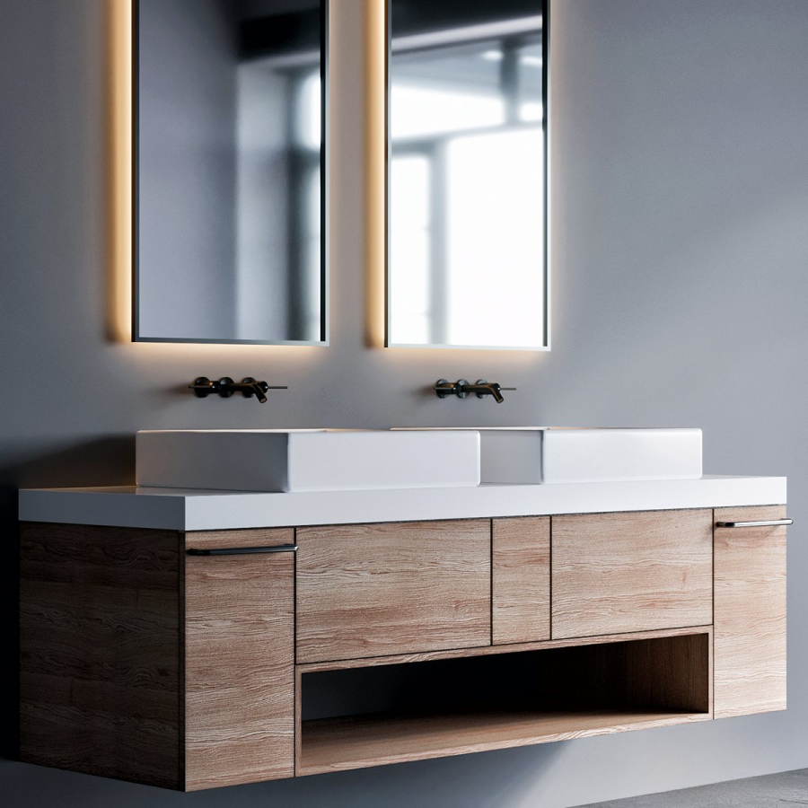 Смеситель для раковины Gessi316, встраиваемый, на 3 отверстия, с изливом, без донного клапана, внешние части, цвет Black Metal Brushed PVD - изображение 1