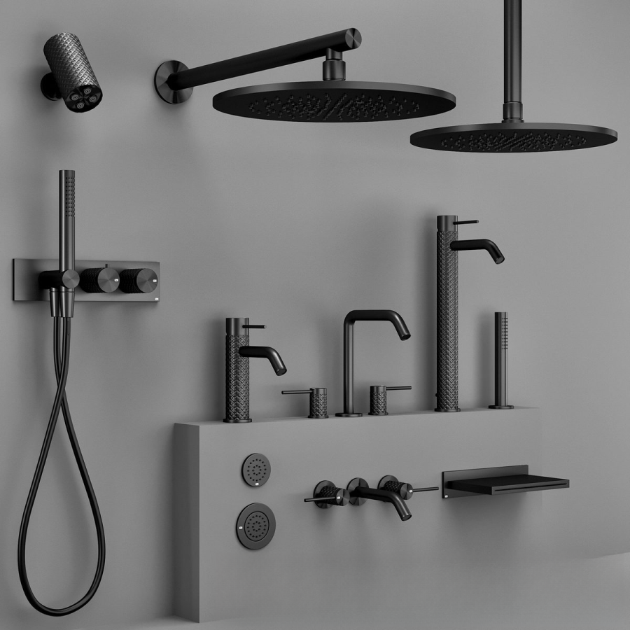 Смеситель для раковины Gessi316, встраиваемый, на 3 отверстия, с изливом, без донного клапана, внешние части, цвет Black Metal Brushed PVD - изображение 3