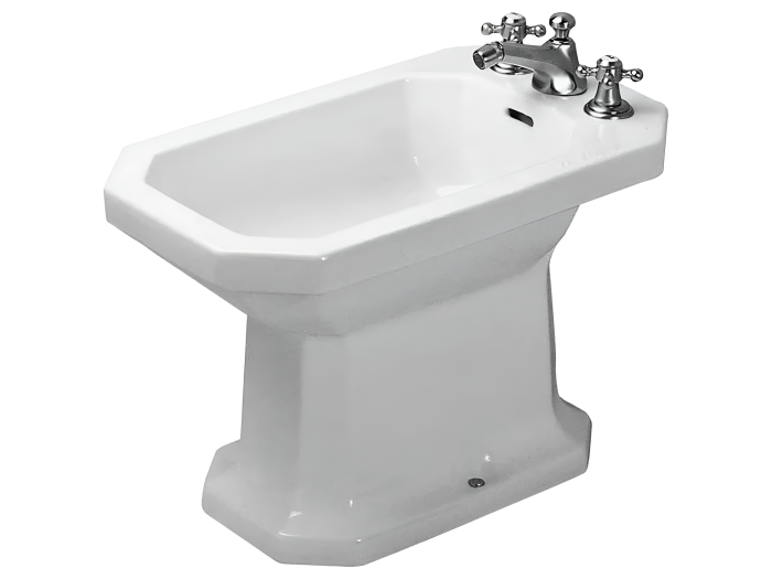 На изображении товар Биде Duravit Series 1930 напольное, 600х355 мм, с 1 отверстием под смеситель, цвет белый глянцевый с покрытием WonderGliss от официального представителя в Москве