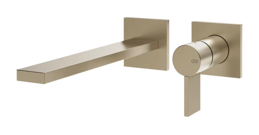 Смеситель для раковины Gessi Inverso, настенный, излив 197 мм, встраиваемый, внешние части, цвет Finox Brushed Nickel
