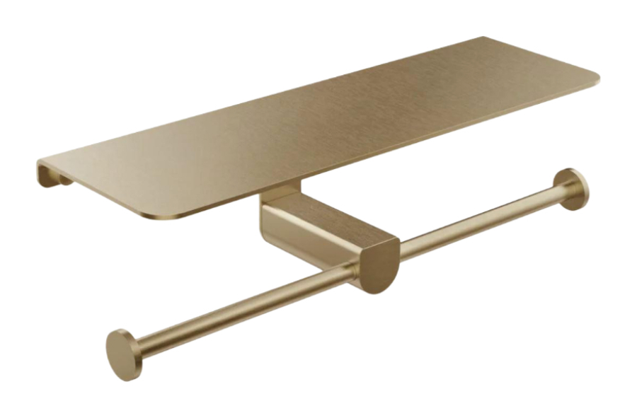 Бумагодержатель Gessi Rilievo, с крышкой, настенный, двойной, ширина 308 мм, цвет Warm Bronze Brushed PVD