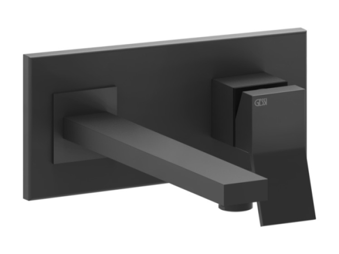 На изображении товар Cмеситель для раковины Gessi Rettangolo K, с изливом, однорычажный, без донного клапана, внешняя часть, цвет Matte Black от официального представителя в Москве