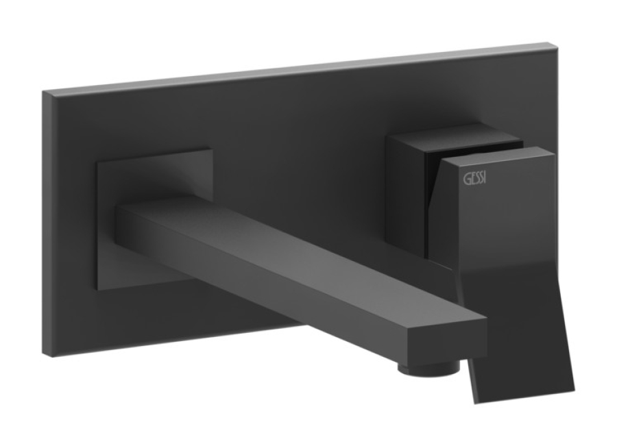 Cмеситель для раковины Gessi Rettangolo K, с изливом, однорычажный, без донного клапана, внешняя часть, цвет Matte Black