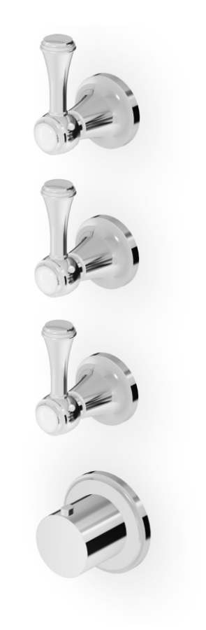 Термостат для душа Zucchetti Agora, встраиваемый, на  3/4",  с 3-я запорными вентилями, вертикально/горизонтальная установка, внешняя часть, цвет хром