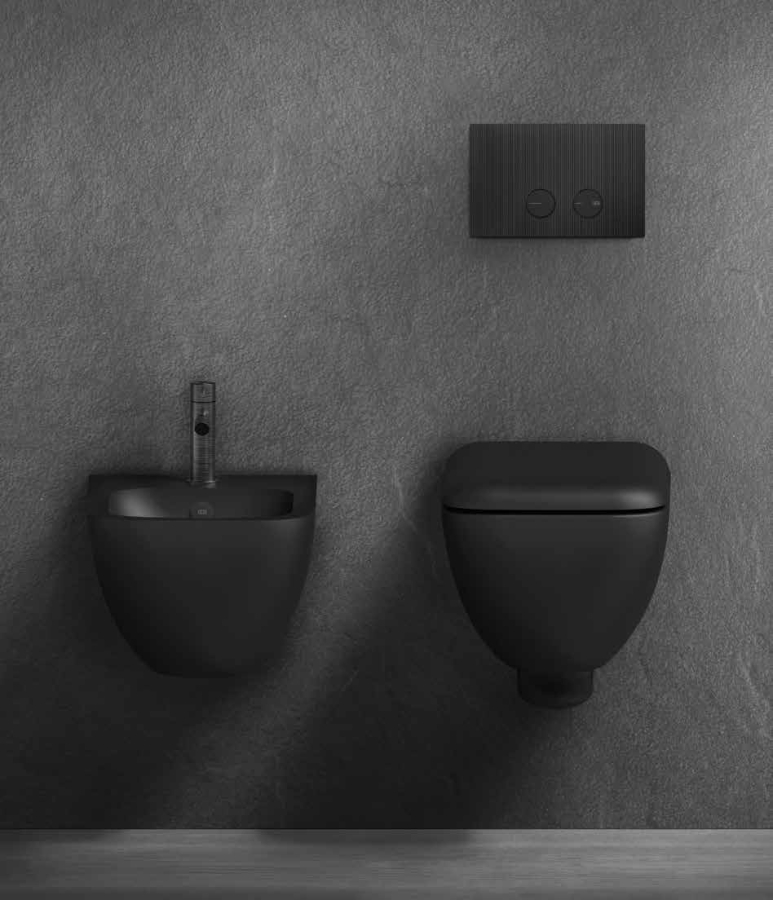 Клавиши смыва Gessi с панелью Rigato, для унитаза, к инсталляции Geberit (Geberit Sigma 8 и Geberit Sigma 12), цвет Black Metal Brushed PVD - изображение 1
