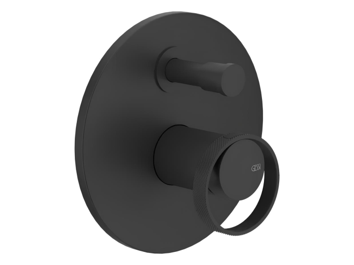 На изображении товар Смеситель для ванны/душа Gessi Anello, настенный, на 2 выхода, встраиваемый, с переключателем ванна-душ, цвет Matte Black от официального представителя в Москве