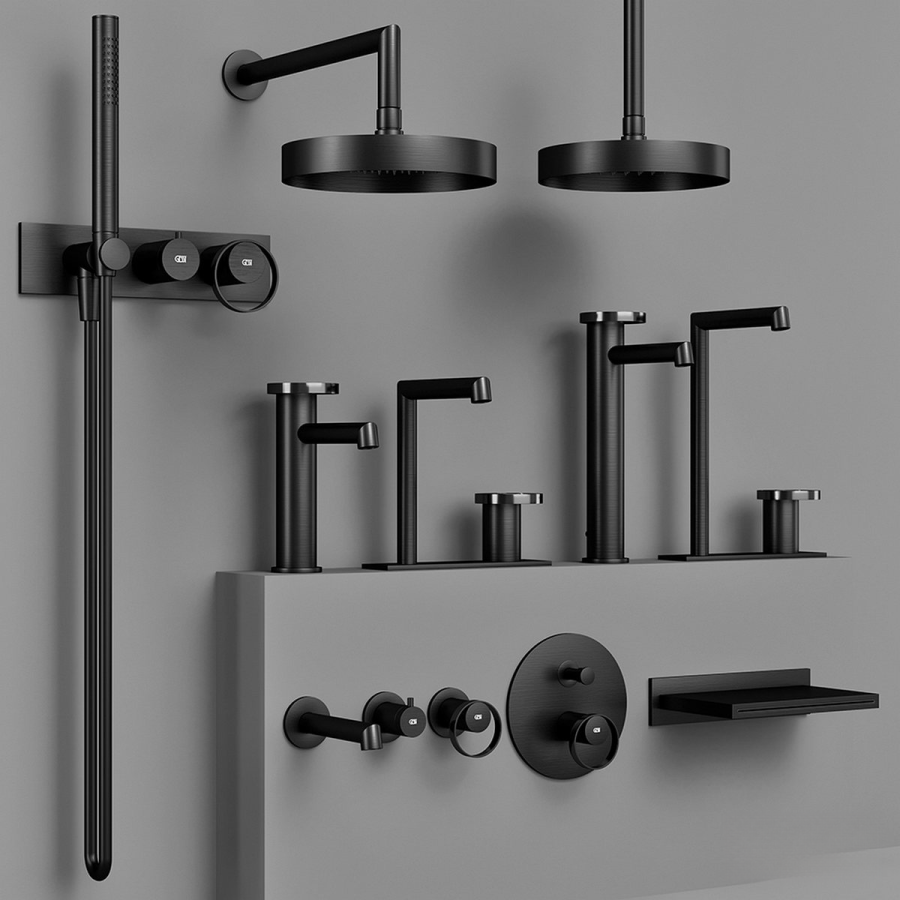 Смеситель для ванны/душа Gessi Anello, настенный, на 2 выхода, встраиваемый, с переключателем ванна-душ, цвет Matte Black - изображение 2