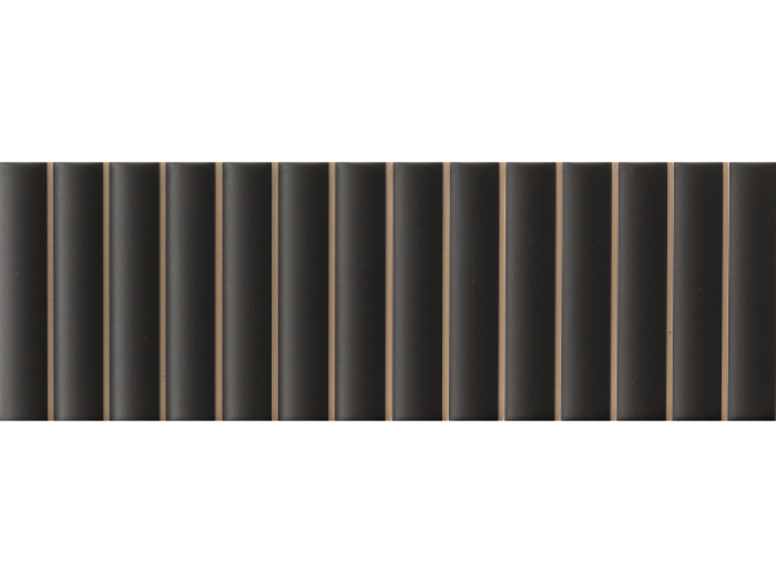 На изображении товар Micro. Керамогранит 3D Forms Fluted Black 10X30 от официального представителя в Москве