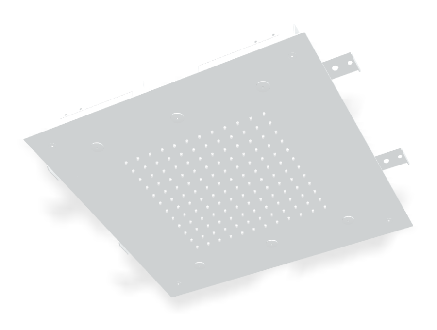 Верхний душ Carlo Frattini Harmonia, потолочный, с защитой от известкового налёта, ливневой струёй и 6 форсунками для мелкого распыления воды, 500x500 мм, цвет белый матовый