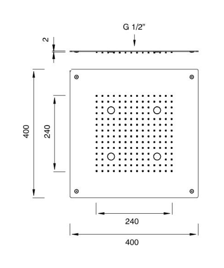 Верхний душ CEA Design Acqua E Luce, встраиваемый, 400х400 мм, 3 режима, с LED-подсветкой и блоком управления, цвет светлое золото сатинированное - изображение 2