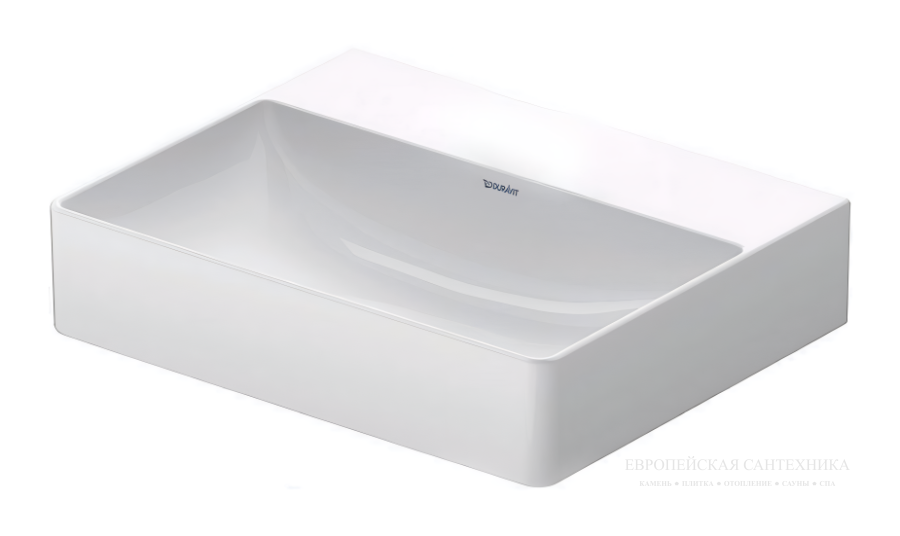 Раковина Duravit DuraSquare компакт с шлифованным низом, 500x400 мм, без перелива, без отверстий под смеситель, цвет белый с покрытием WonderGliss