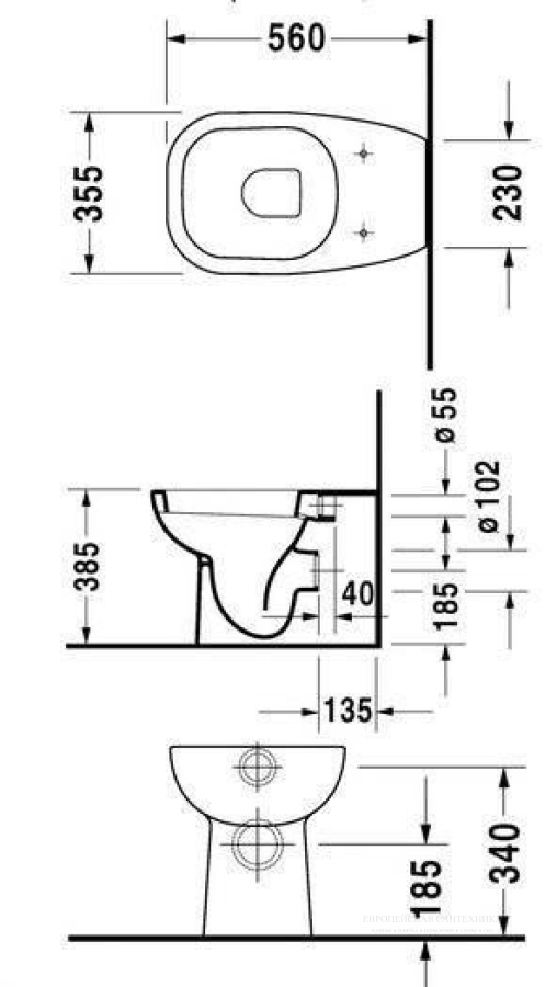 Унитаз напольный Duravit D-Code, 560 х 355 мм, для независимого подключения воды, цвет белый - изображение 2