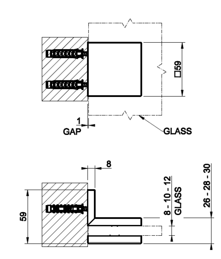 Зажим стена-стекло Gessi Rigato, ширина 59 мм, цвет Copper Brushed PVD - изображение 1