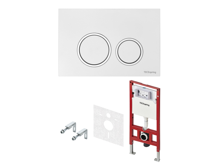 На изображении товар Комплект TECEspring для установки подвесного унитаза с панелью смыва TECEspring R, цвет белый глянцевый от официального представителя в Москве