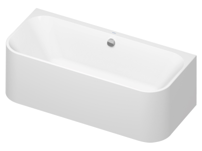 На изображении товар Ванна Duravit Happy D.2, пристенная, 1800х800 мм, с двумя наклонами для спины, с интегрированной акриловой панелью и ножками, цвет белый от официального представителя в Москве