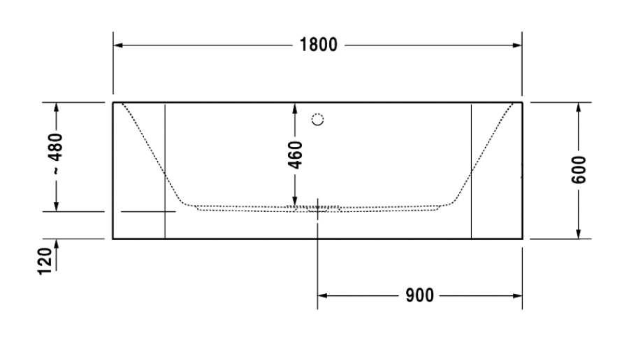Ванна Duravit Happy D.2, пристенная, 1800х800 мм, с двумя наклонами для спины, с интегрированной акриловой панелью и ножками, цвет белый - изображение 6