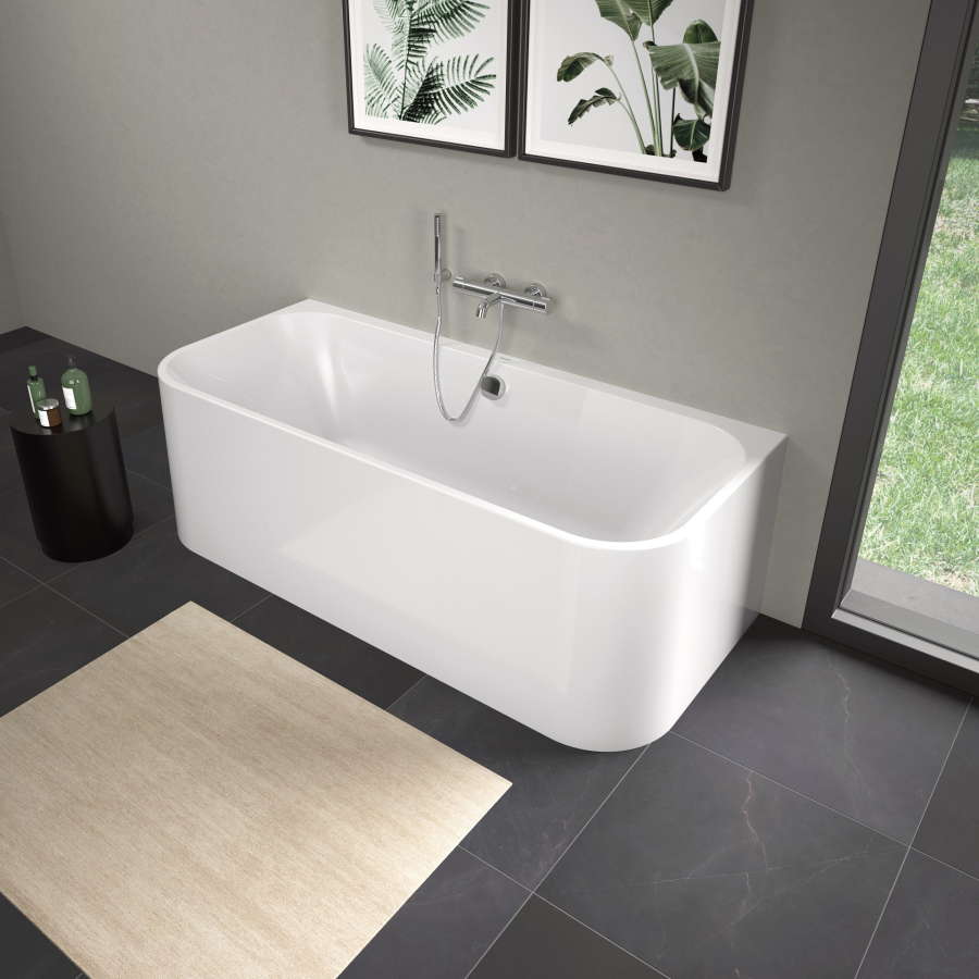 Ванна Duravit Happy D.2, пристенная, 1800х800 мм, с двумя наклонами для спины, с интегрированной акриловой панелью и ножками, цвет белый - изображение 2