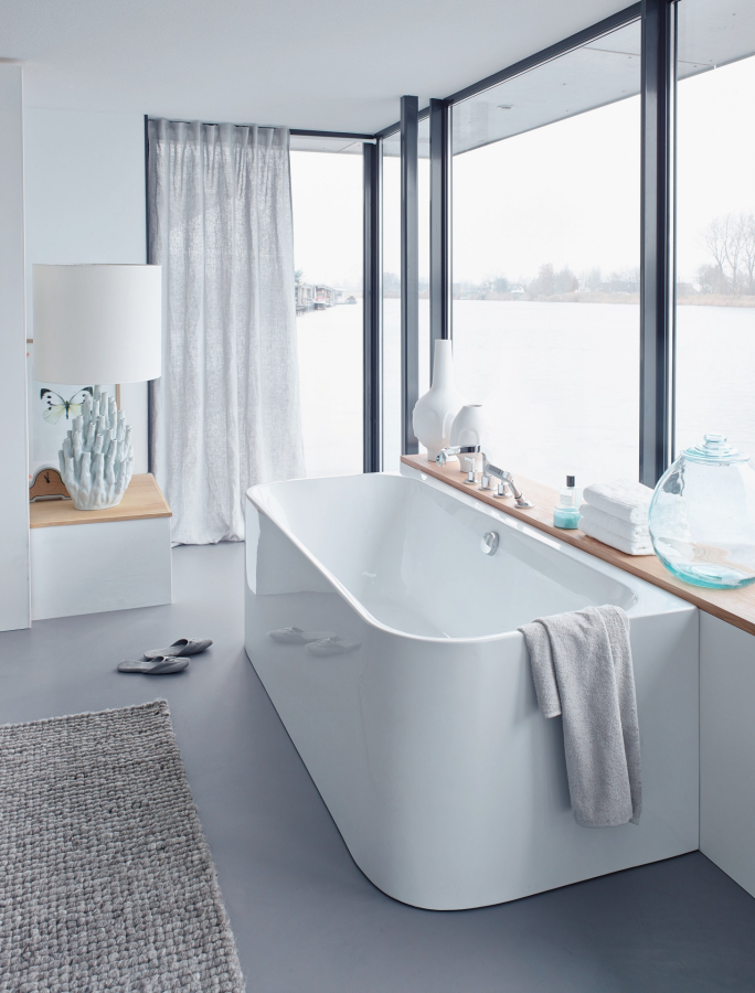 Ванна Duravit Happy D.2, пристенная, 1800х800 мм, с двумя наклонами для спины, с интегрированной акриловой панелью и ножками, цвет белый - изображение 5