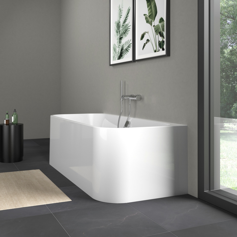 Ванна Duravit Happy D.2, пристенная, 1800х800 мм, с двумя наклонами для спины, с интегрированной акриловой панелью и ножками, цвет белый - изображение 3