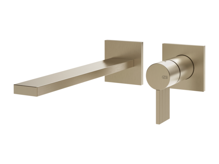 На изображении товар Cмеситель для раковины Gessi Inverso, встраиваемый, настенный, внешние части, цвет Finox Brushed Nickel от официального представителя в Москве