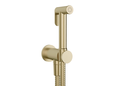 Гигиенический душ Gessi Tondo, шланг 1250 мм, шланговое подсоединение с держателем лейки, цвет Brushed Brass PVD
