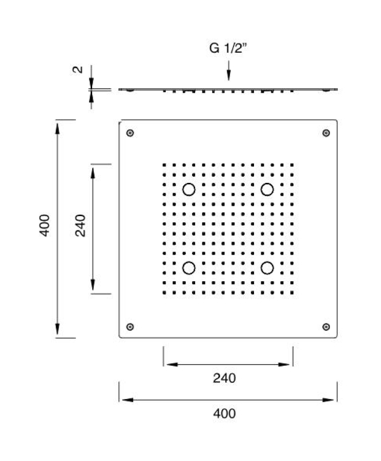 Верхний душ CEA Design Acqua E Luce, встраиваемый, 400х400 мм, с LED хромотерапией и блоком управления, без кнопки вкл/выкл, цвет бронза сатинированная - изображение 2