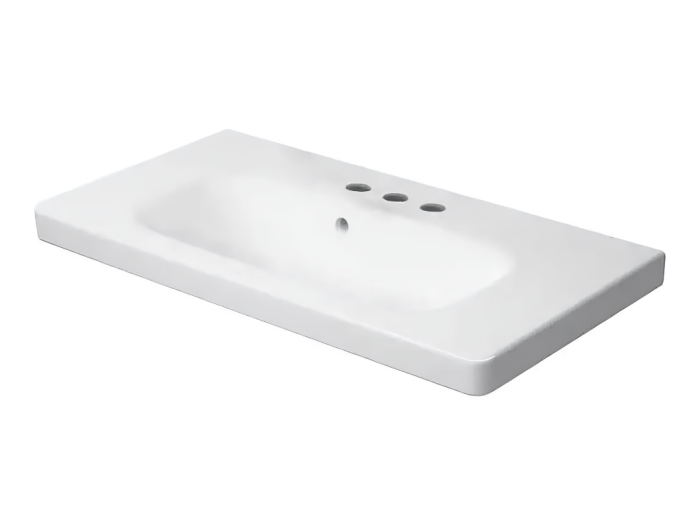 На изображении товар Раковина Duravit DuraStyle компакт для мебели, 785х400 мм, с переливом, с 3 отверстиями под смеситель, цвет белый от официального представителя в Москве