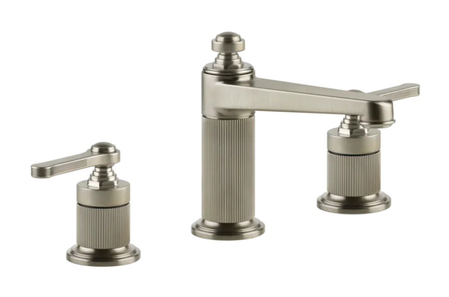Смеситель для раковины Gessi Venti20, на 3 отверстия, средний, без донного клапана, цвет Finox Brushed Nickel
