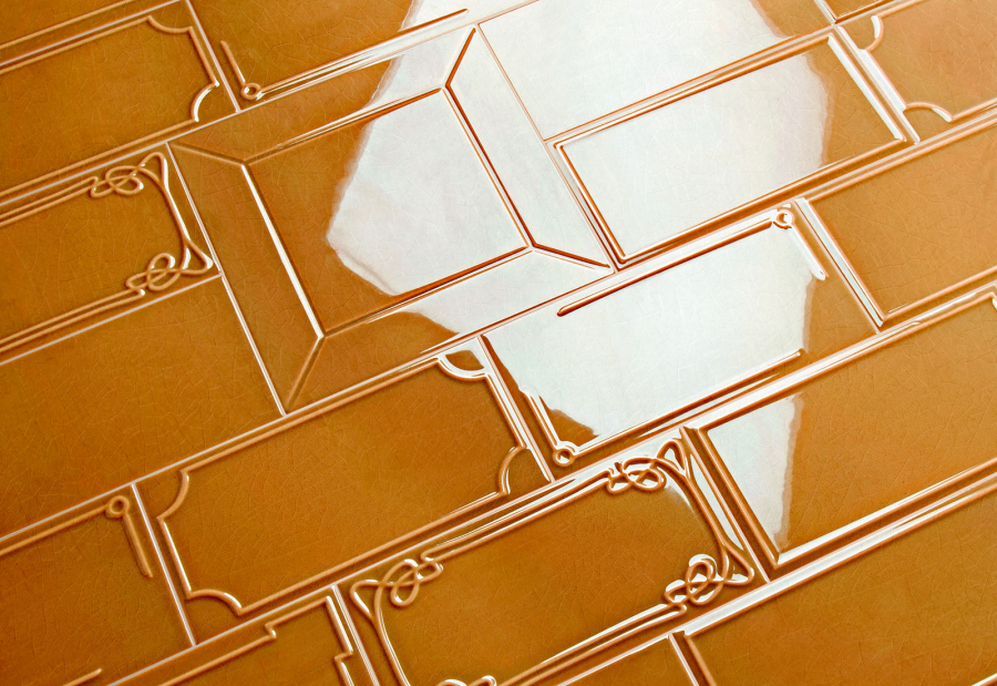 Etruria Керамическая плитка ART DÉCO 12.4X25 Vector Frame E Caramel Craquele' - изображение 1